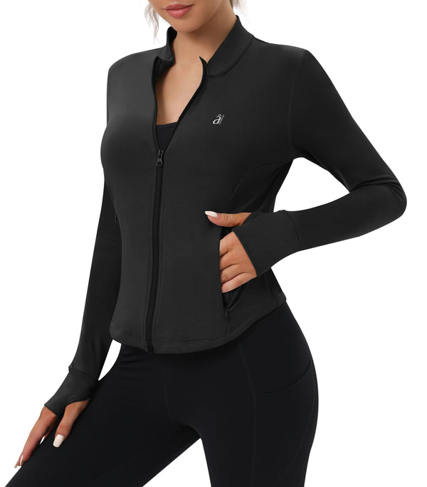 Visit the Truity Store Truity Women's Cropped Running Jacket Lightweight Slim Fit Full Zip Up Workout Althletic Jacket Thumb Holes with Pockets